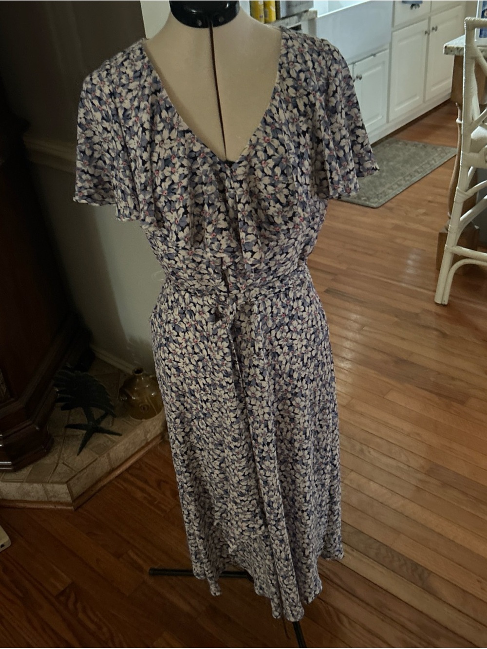Lauren Ralph Lauren Blue and Cream Floral Maxi Dress
